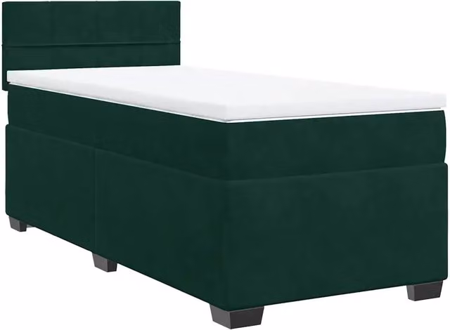 Letto singolo | Letto per adulti | Giroletto a Molle con Materasso Verde Scuro 80x200 cm Velluto