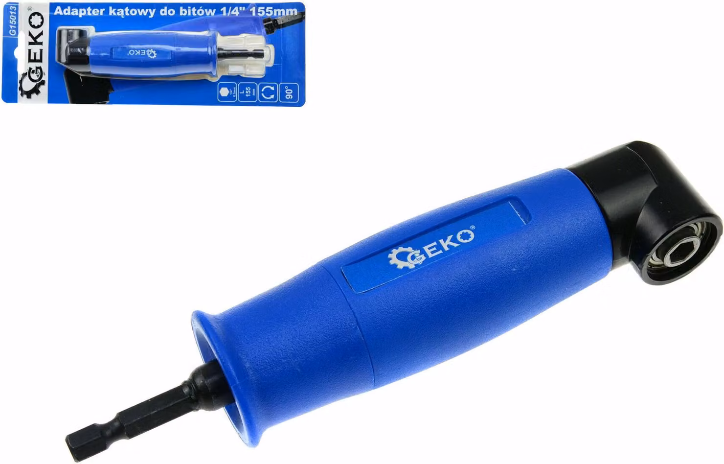 GEKO Attacco angolare per avvitatore, trapano 155 mm, 1/4", 90° G15013
