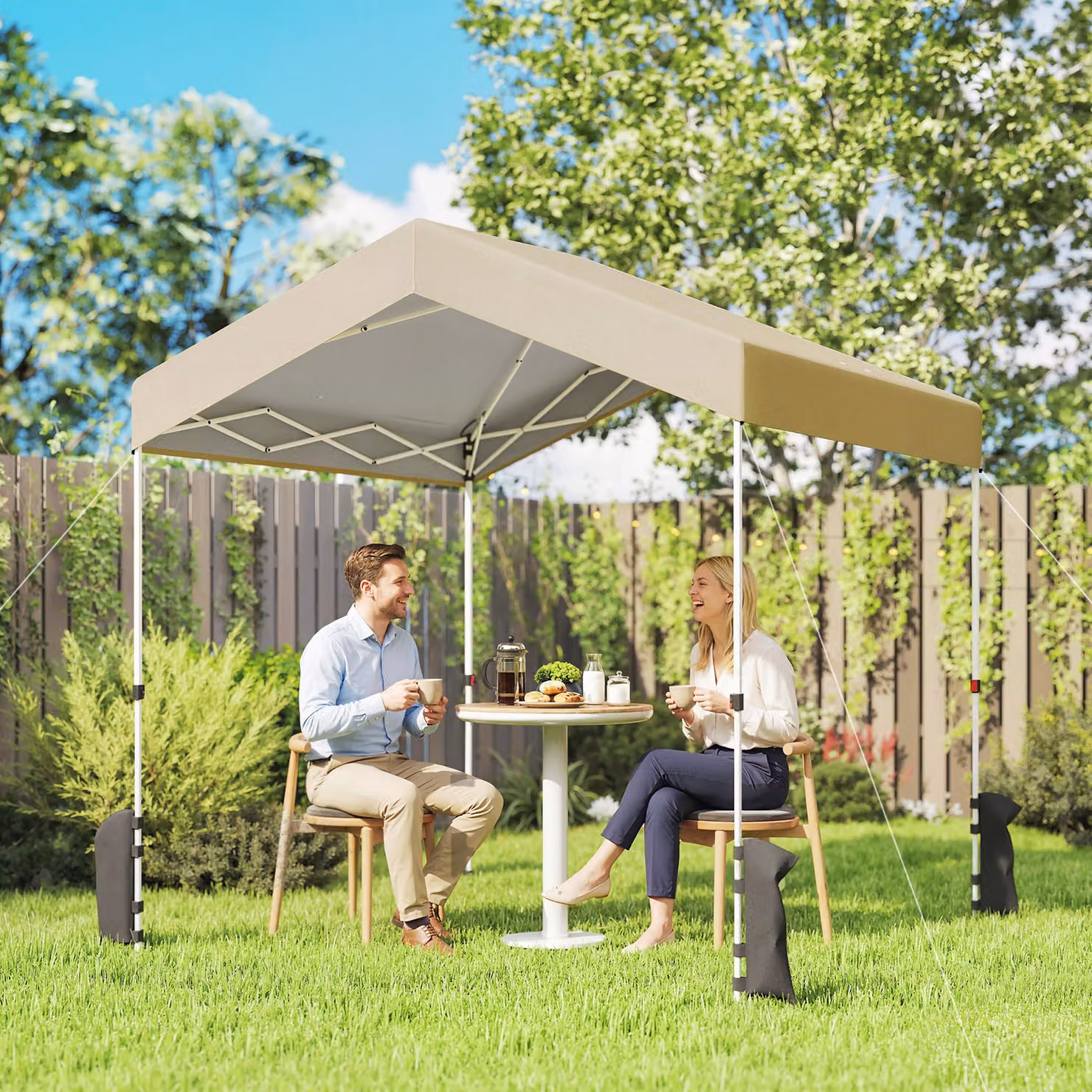 Tenda Pieghevole Pop-up Outsunny con Blocco Centrale e Altezza Regolabile, Protezione UPF50+, Beige – 2