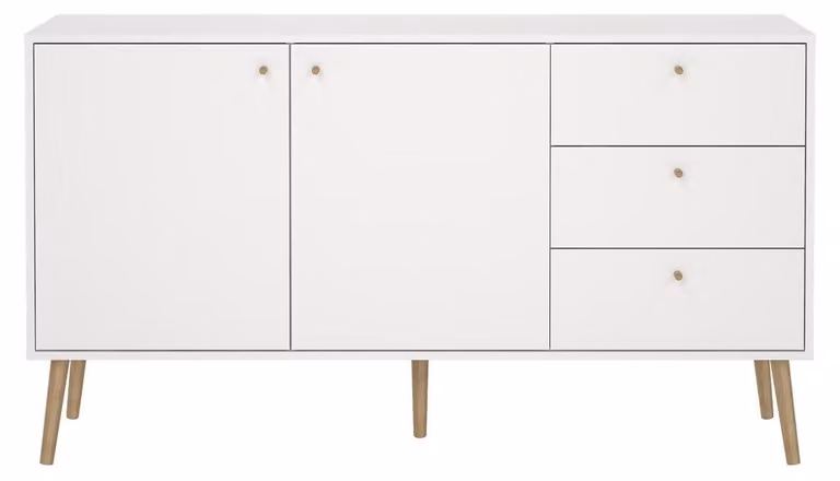 Calicosy - Credenza 2 ante e 3 cassetti con gambe in legno L147,2 cm - TARP