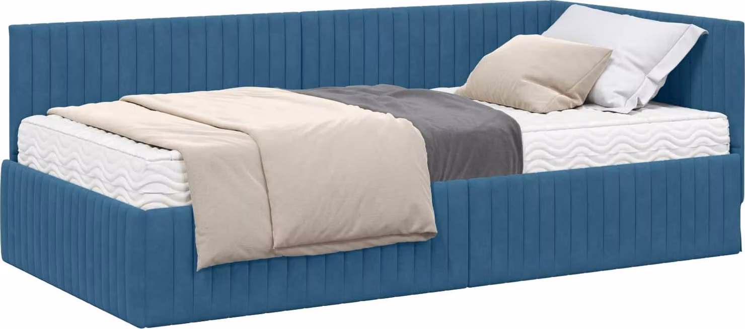 Struttura Letto Angolare con Materasso 2 pcs Blu Velluto
