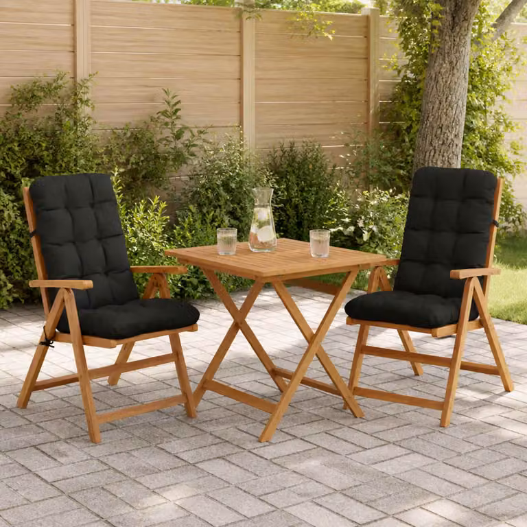 Set di 2 cuscini per sedia alta vidaXL VIANEN in poliestere nero con rivestimento lavabile e resistente ai raggi UV