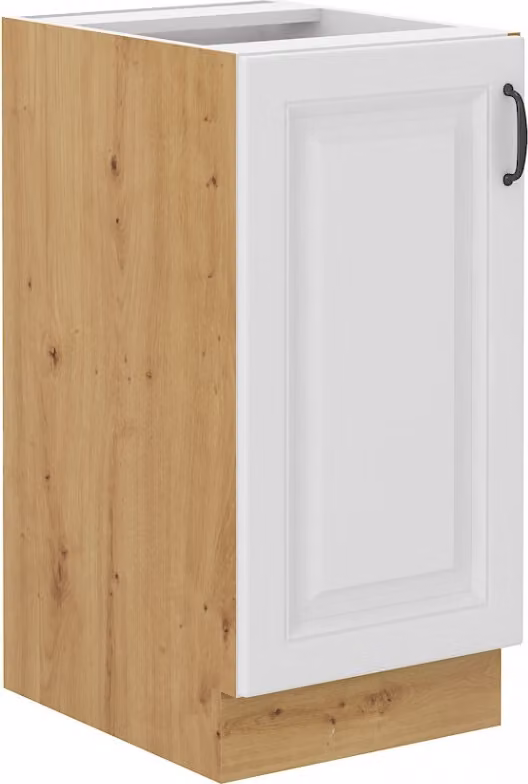 Armadietto inferiore ad anta singola SOPHIA - larghezza 40 cm, bianco / rovere artisan