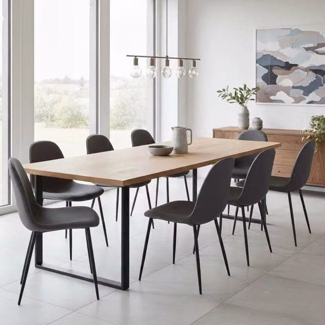 Set di 8 sedie moderne DMORA in tessuto e metallo, colore nero antracite opaco – 1