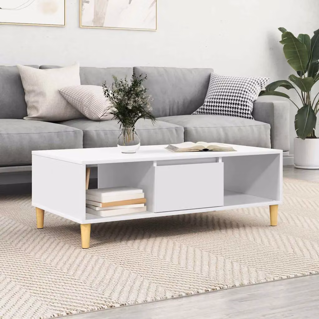vidaXL Tavolino da salotto rettangolare bianco L/P/H: 102 x 55 x 35 cm