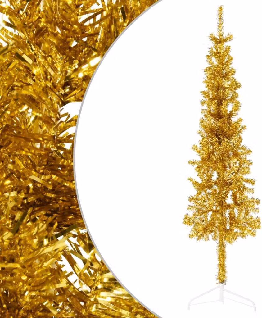 Maison Exclusive - Albero di Natale artificiale a metà, con supporto, design sottile, colore oro, altezza 120 cm