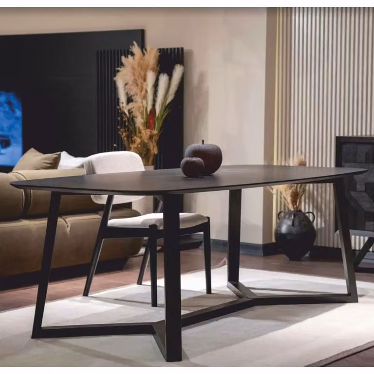 Casa Padrino tavolo da pranzo in legno massiccio nero 220 cm - Mobili per la sala da pranzo