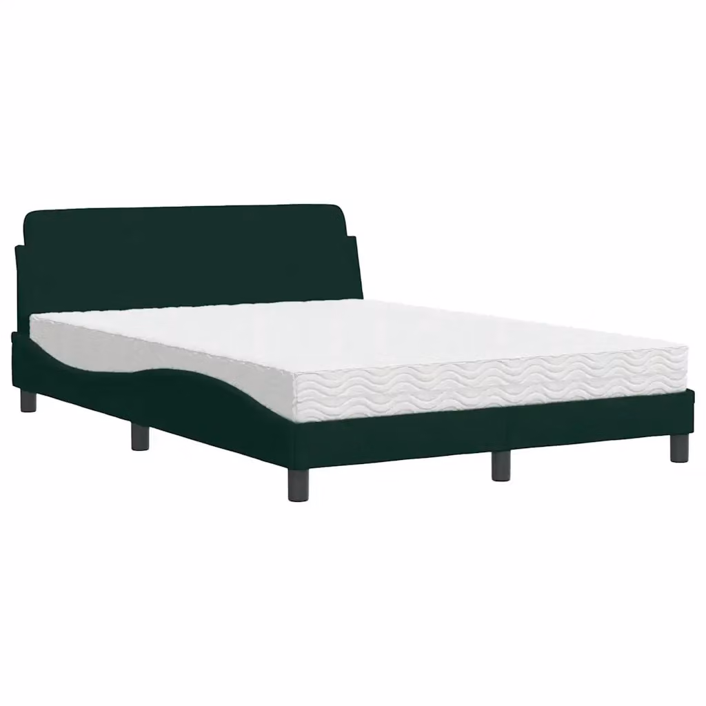 Letto con Materasso Dover vidaXL in Velluto Verde Scuro, L/P/H: 120 x 200 x 74,5 cm – 2