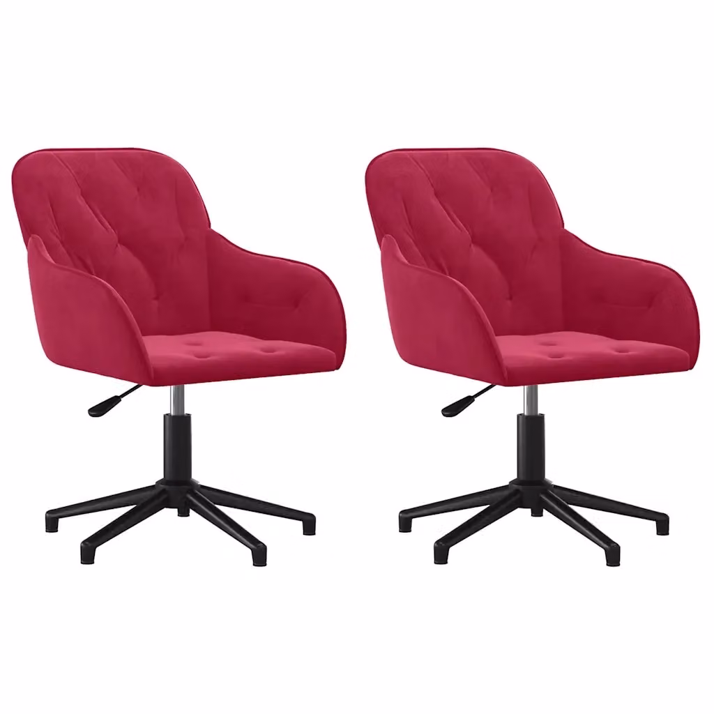 Set di 2 sedie da pranzo girevoli vidaXL in velluto rosso – 2