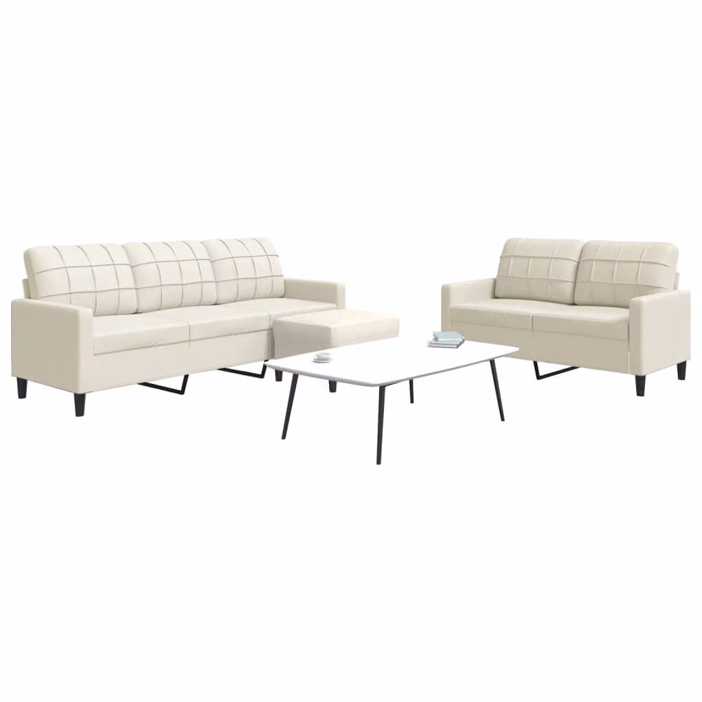 Maison Exclusive - Set divano a 3 pezzi con cuscini in velluto color crema