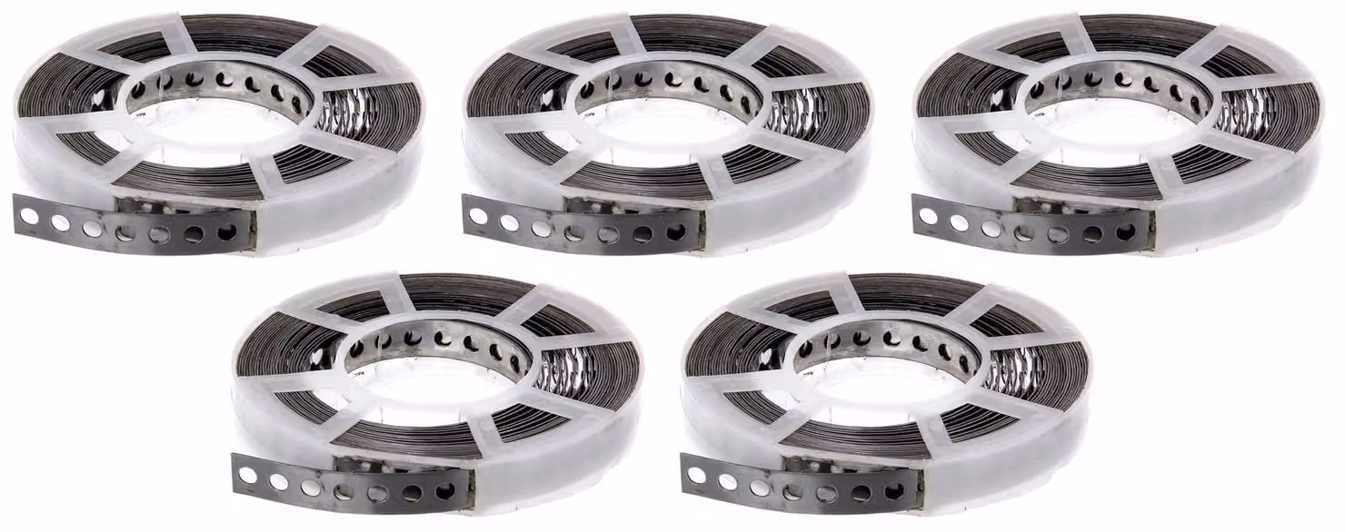 Nastro perforato Alberts 851910, con o senza cassetta di srotolamento, acciaio inossidabile, larghezza 17 mm, lunghezza 10 m, set da 5 pezzi