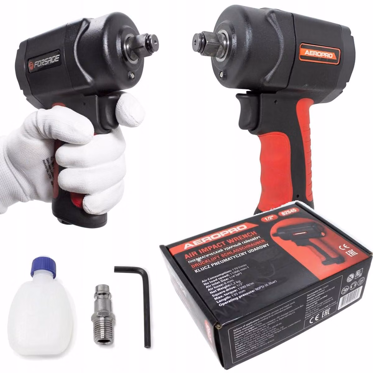 Avvitatore pneumatico Forsage, 1200 Nm, doppio martello, attacco 1/2", 8800 giri/min