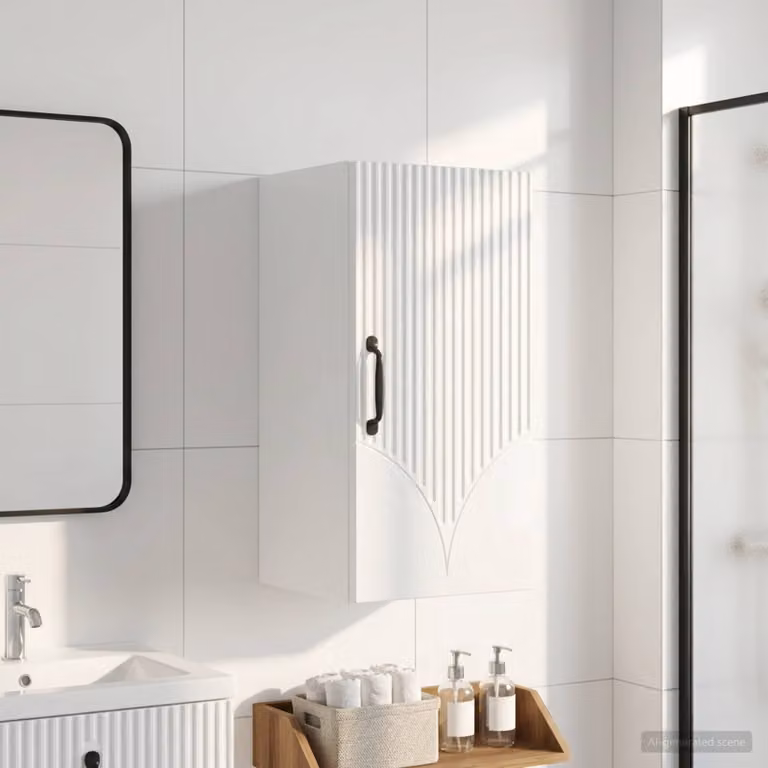 Armadio da bagno a muro vidaXL HOORN Bianco Lucido L: 30 cm, P: 31 cm, H: 59 cm