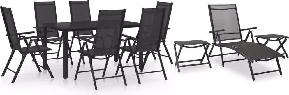 Maison Exclusive - Set da pranzo da giardino da 10 pezzi, nero e antracite