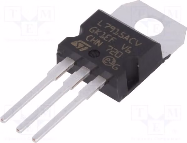 2x IC: Stabilizzatore di tensione 1,5A, linea regolata (no) -15V, montaggio a foro passante (THT), modello L7915ACV, non regolato