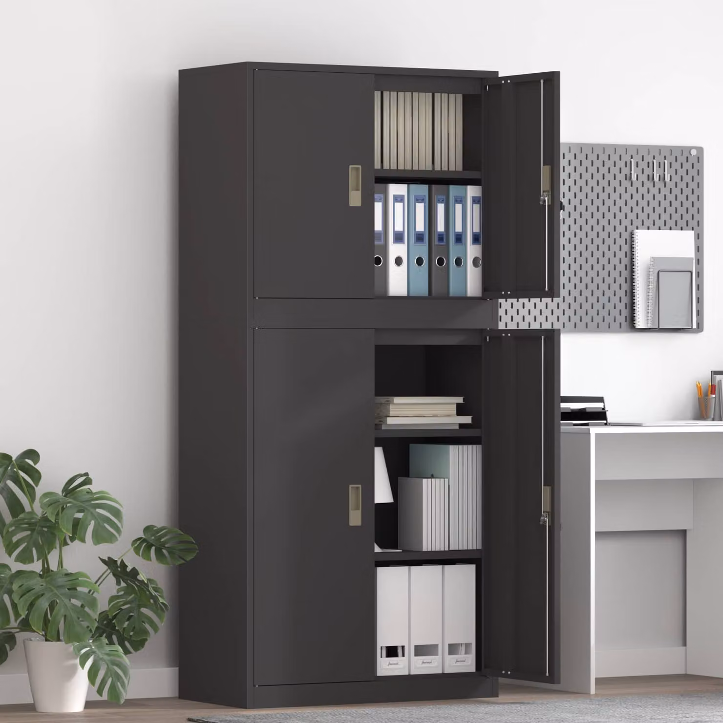 vidaXL Armadio 2 pz Nero 80 x 40 x 175 cm Acciaio Bloccabile
