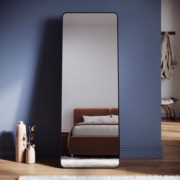 SONNI 160 x 60 x 2,8 cm specchio quadrato nero da appoggio montabile a parete