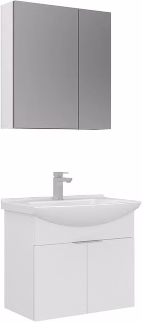 Set mobile lavabo con specchio (2 pezzi) "Purus 65" - 65 x 50 x 58 cm - Bianco