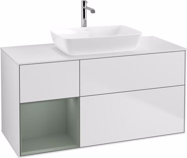 V&B mobile da parete Finion 120cm, Pl w m, Reg Oli. m Lac, wh. m Lac