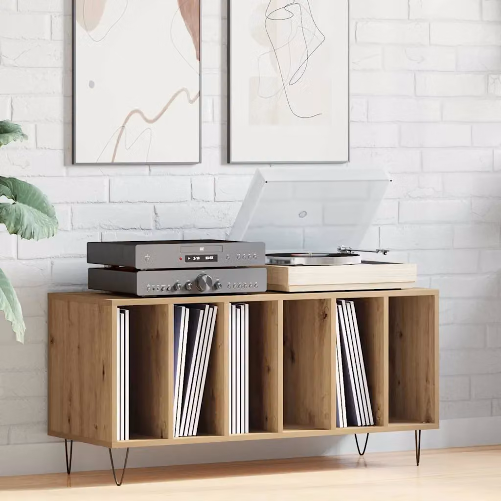 vidaXL Mobile porta vinili in legno rovere marrone L: 100 cm, P: 38 cm, H: 48 cm