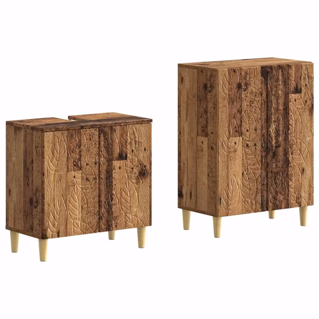 Set di mobili da bagno vidaXL DELFT composto da mobile lavabo e mobile contenitore in legno marrone antico – 2