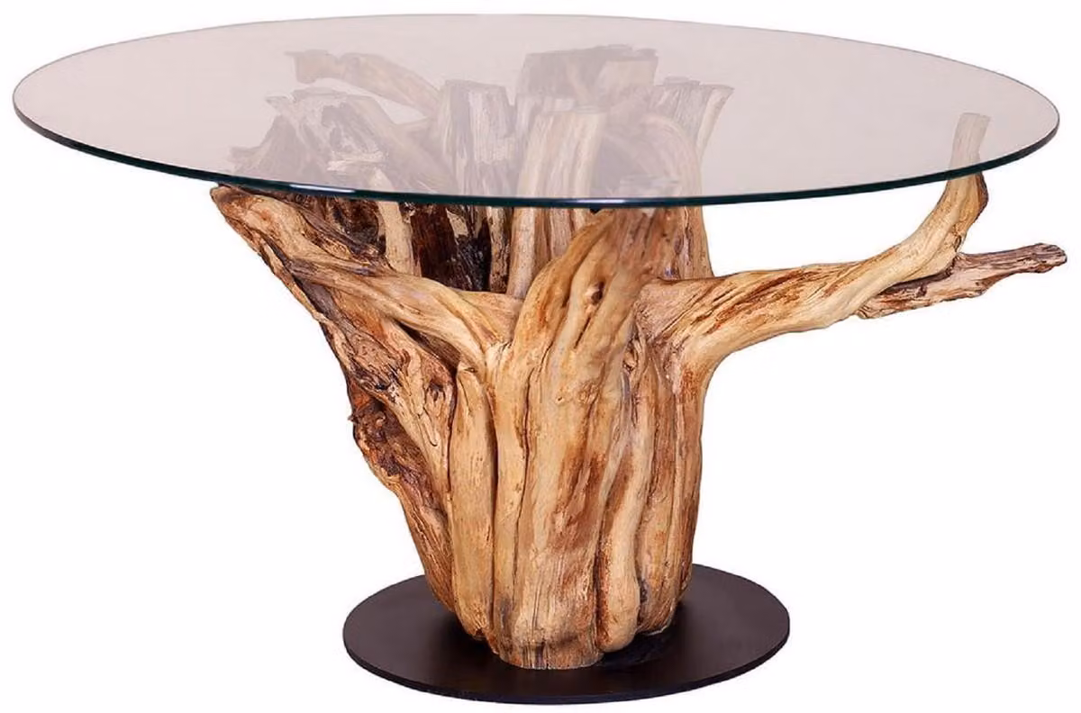Tavolino Casa Padrino con piano in vetro colore naturale/nero Ø 90 cm