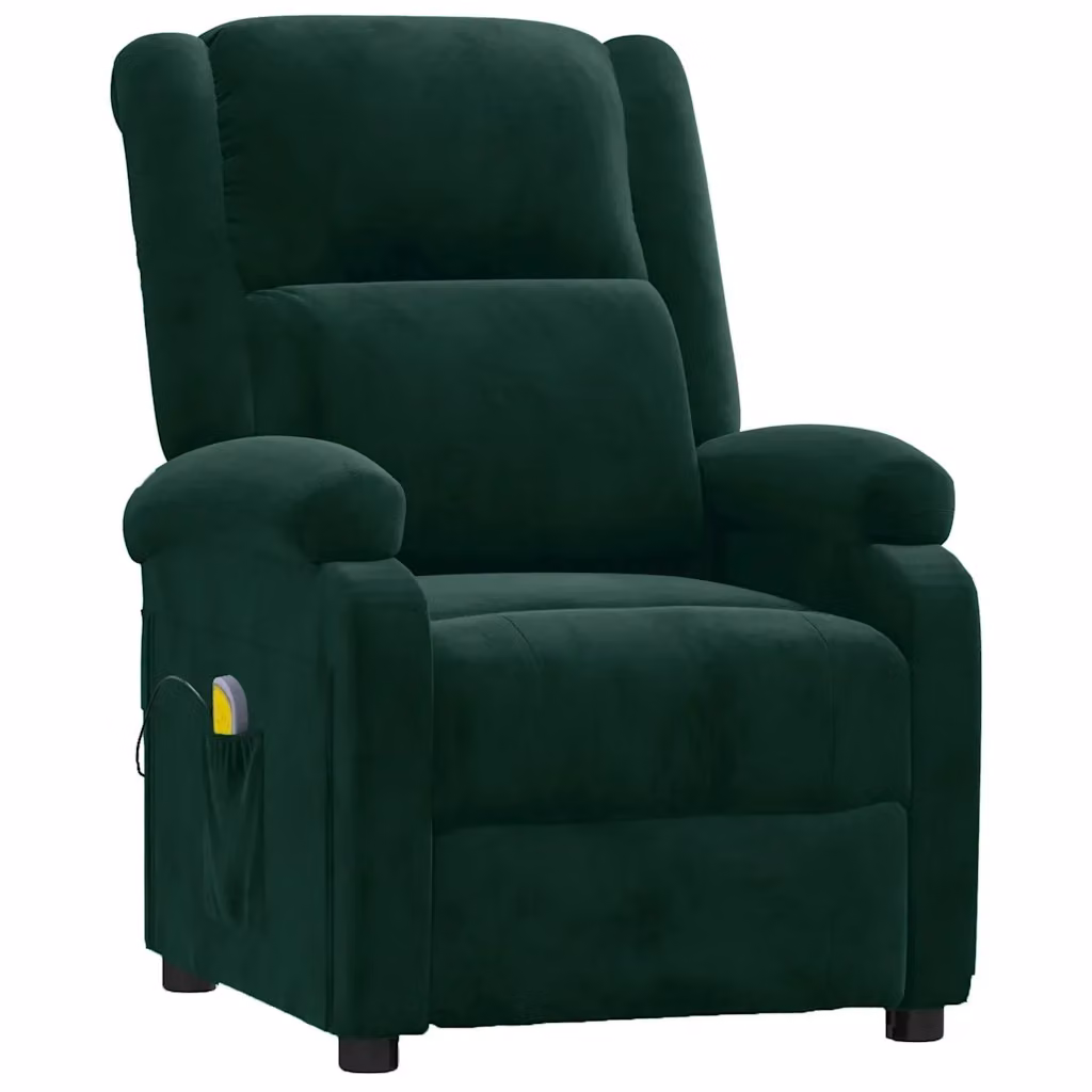 Poltrona Relax Recliner vidaXL in Velluto Verde con Braccioli e Imbottitura in Schiuma – 2