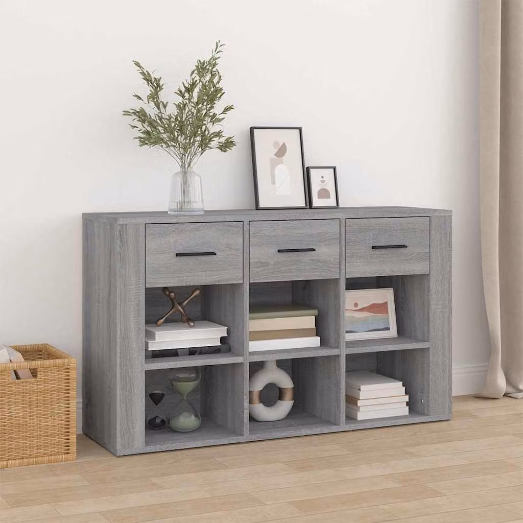 Credenza vidaXL in Legno Multistrato e MDF, Grigio Sonoma, L 100 x P 30 x H 59,5 cm