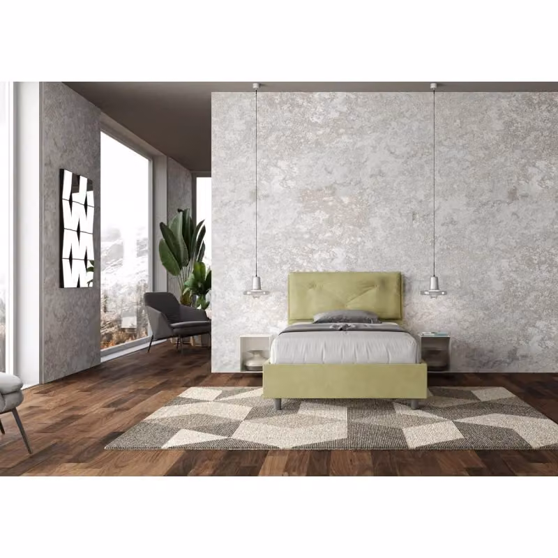 Letto imbottito Ityhome in microfibra verde con rete, L: 110 cm, P: 222 cm, H: 125 cm – 2