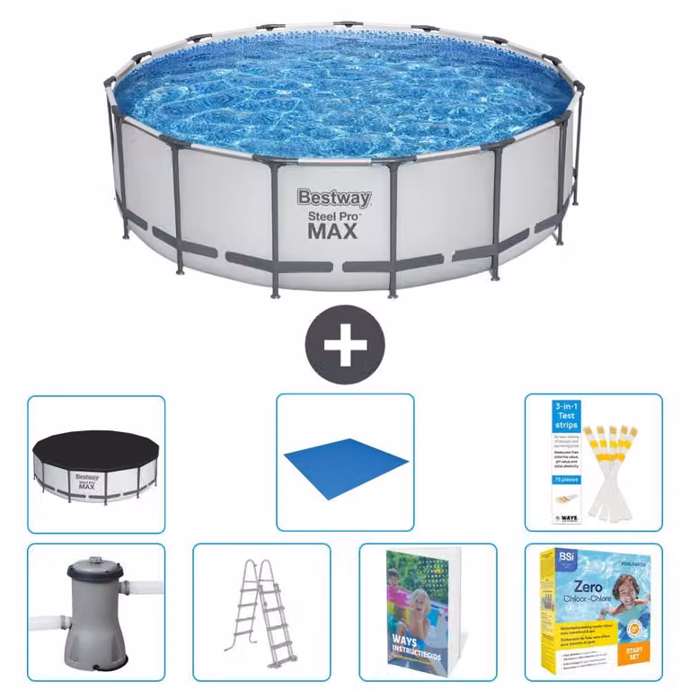 Piscina gonfiabile Bestway Steel Pro MAX, rotonda, 488x122 cm, composta da 6 parti, modello S546