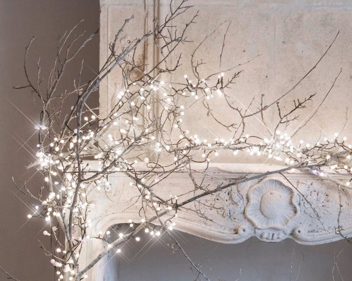 Catena luminosa a LED, 9 metri, 400 LED bianco caldo, grado di protezione IP44, 24 V