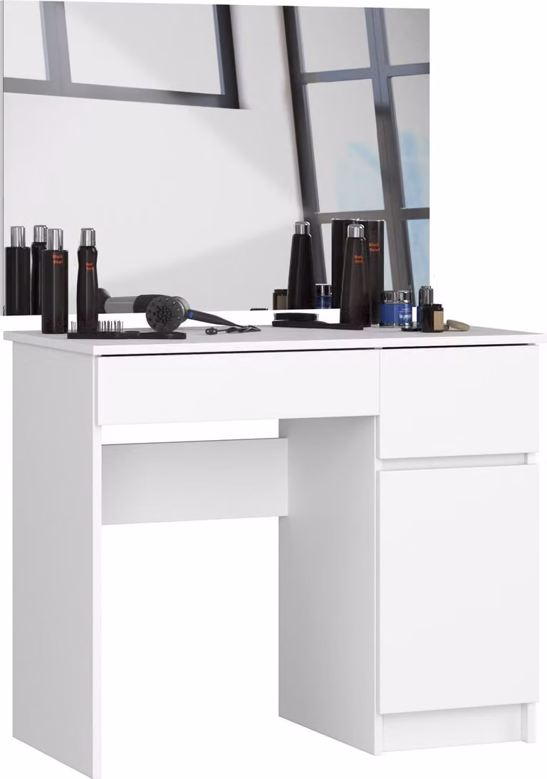 Akord Toeletta Con Specchio A Destra Bianco 90X50X142 Cm