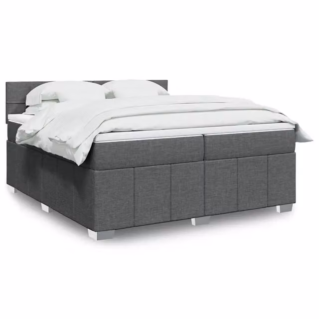 Letto Ibrido vidaXL con Giroletto a Molle e Materasso in Tessuto Grigio e Bianco L/P: 200 x 200 cm