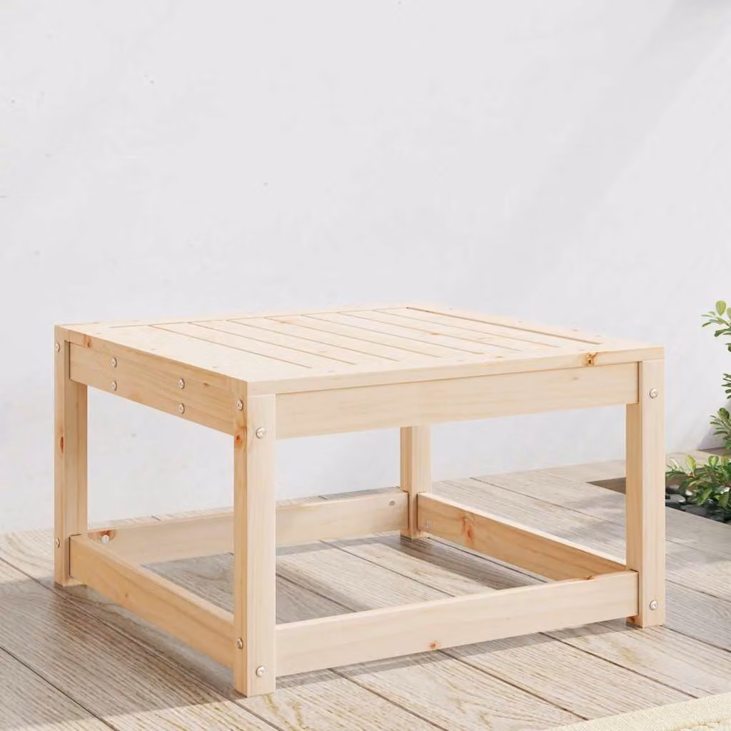 vidaXL Poggiapiedi da Giardino in Legno di Pino Rustico, Marrone e Beige, L: 63,5 cm, P: 38,0 cm, H: 38,0 cm