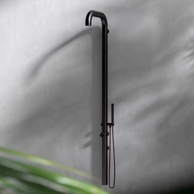 SINED Doccia a Parete con Colonna Rigida e Termostato in Acciaio Inox 316L, Colore Nero Opaco – 1