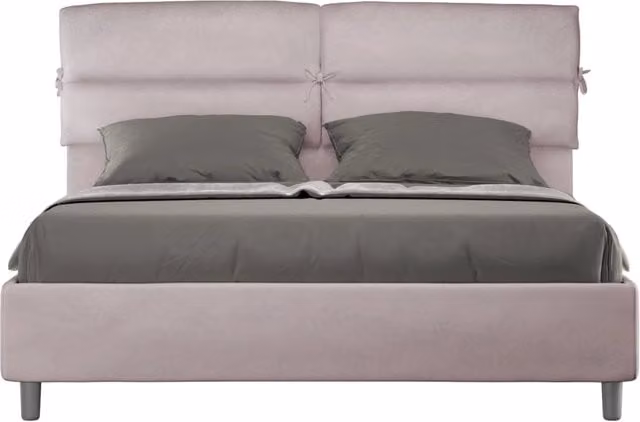 BS COM Letto matrimoniale senza rete imbottito 160x200 microfibra glicine