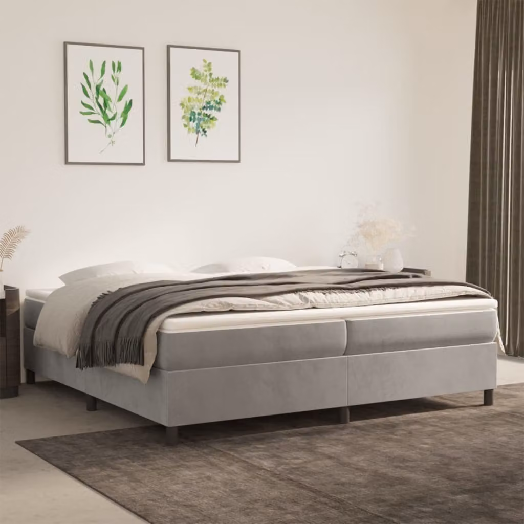 The Living Store Struttura letto grigio chiaro 200x200 cm in velluto