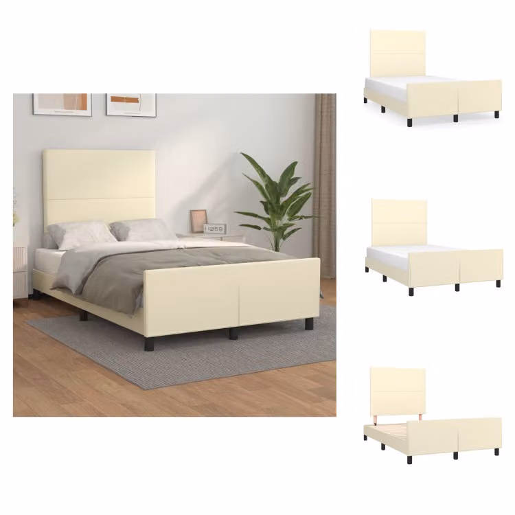 vidaXL Struttura letto con testiera crema 120x200 cm in Pelle finta - Letti e strutture letto