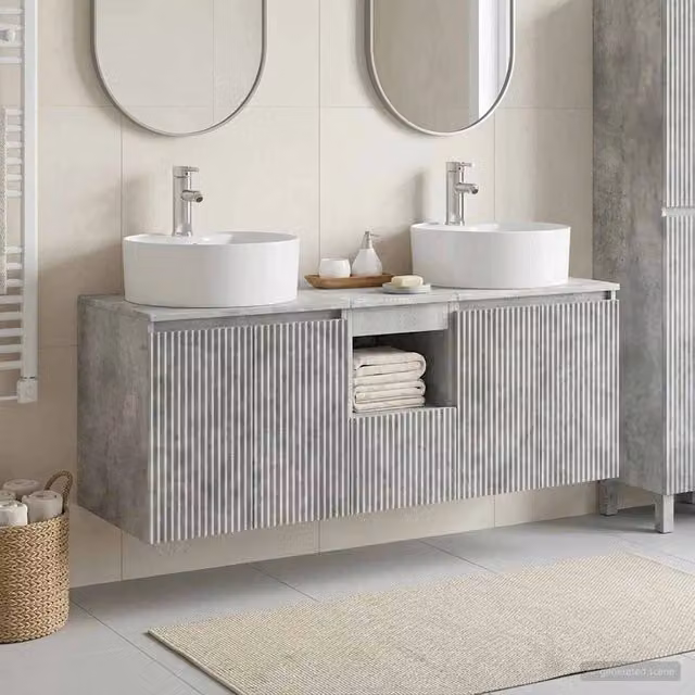 Set di Armadi da Bagno 3 pz Grigio Cemento 49,5 x 44,5 x 65 cm 3405680