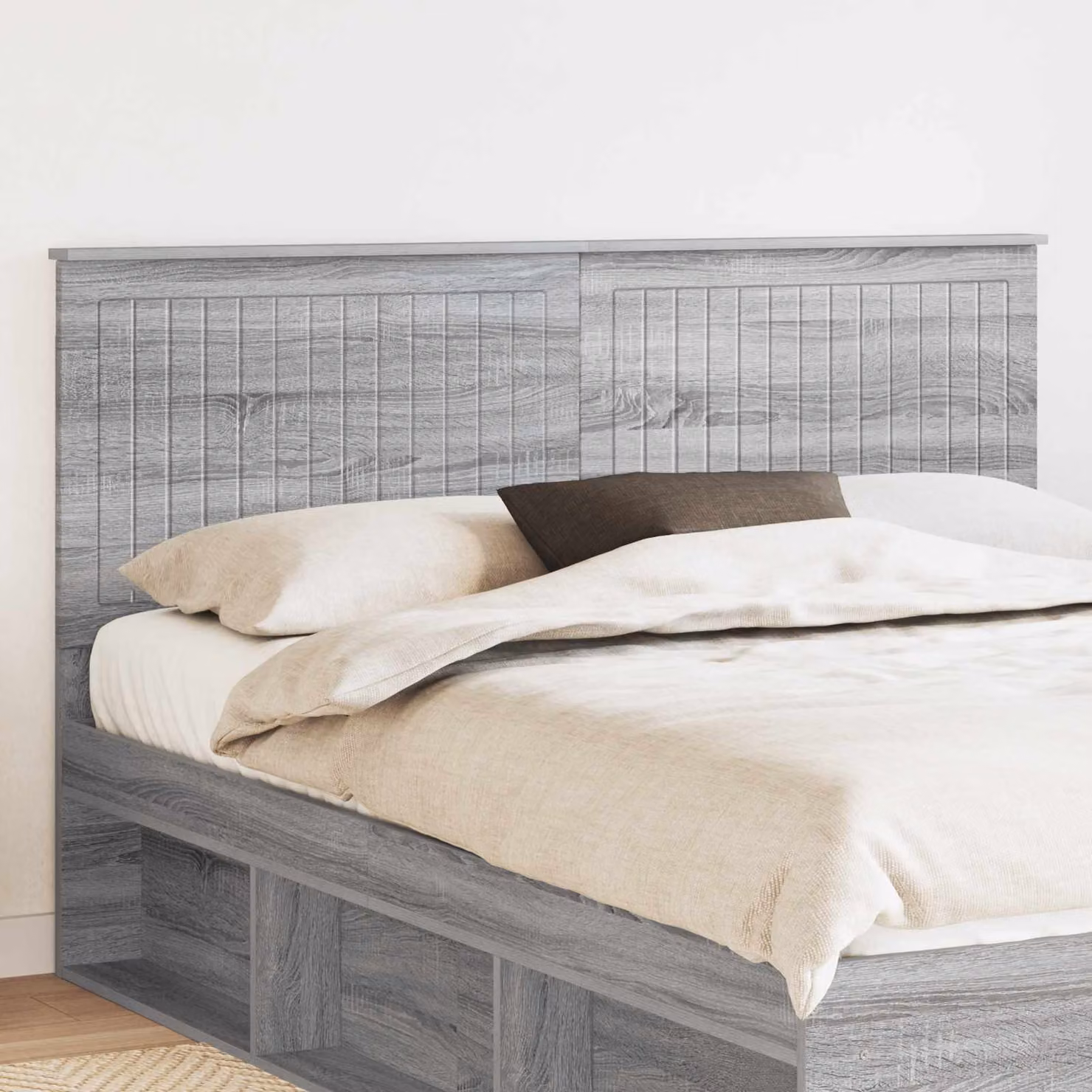 Testiera per letto moderna vidaXL in legno ingegnerizzato grigio L: 163 cm, H: 7 cm, P: 15 cm