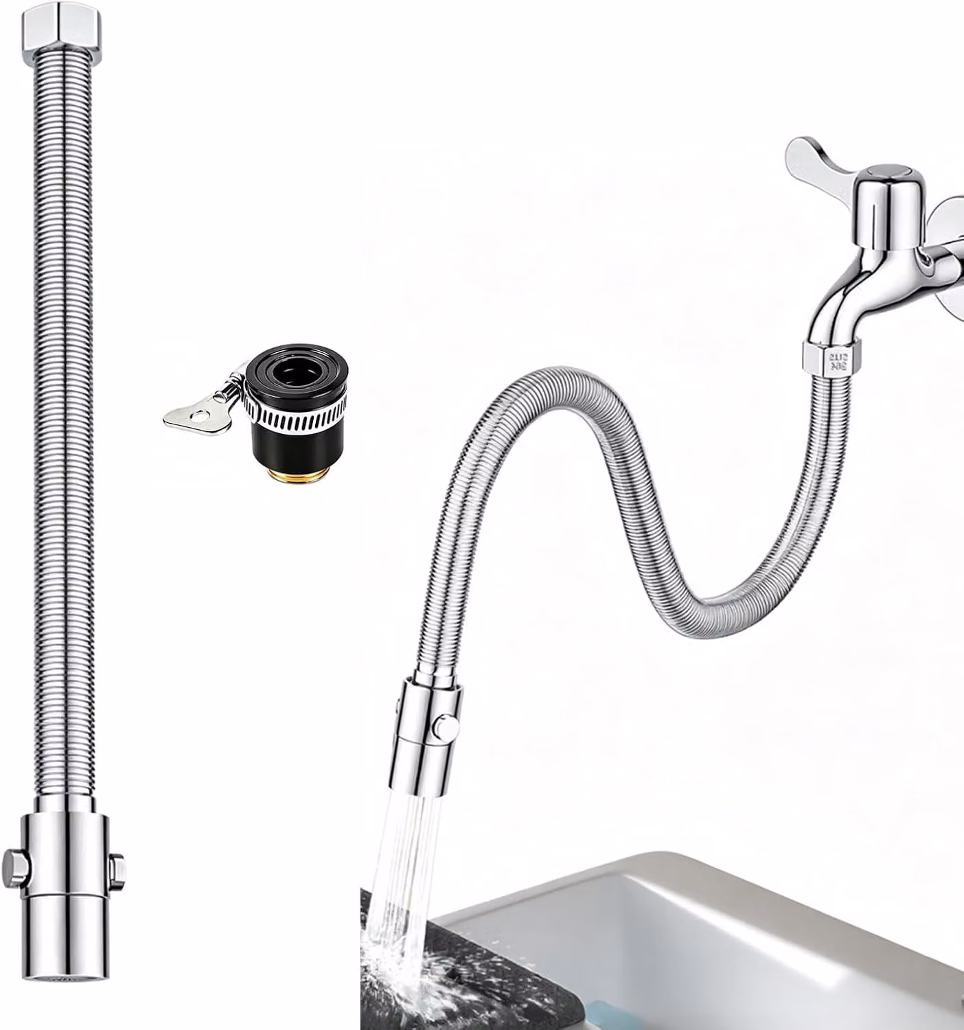 Prolunga in acciaio inossidabile per rubinetti da cucina, lunghezza 30 cm, adatta per rubinetti da bagno, versatile e utilizzabile in diverse applicazioni