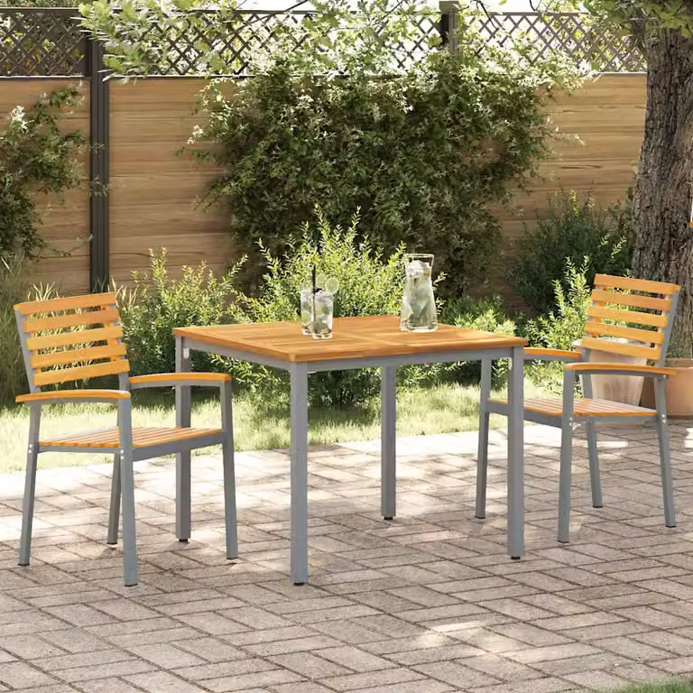 Set di 2 sedie da giardino vidaXL in legno di acacia marrone impilabili con braccioli