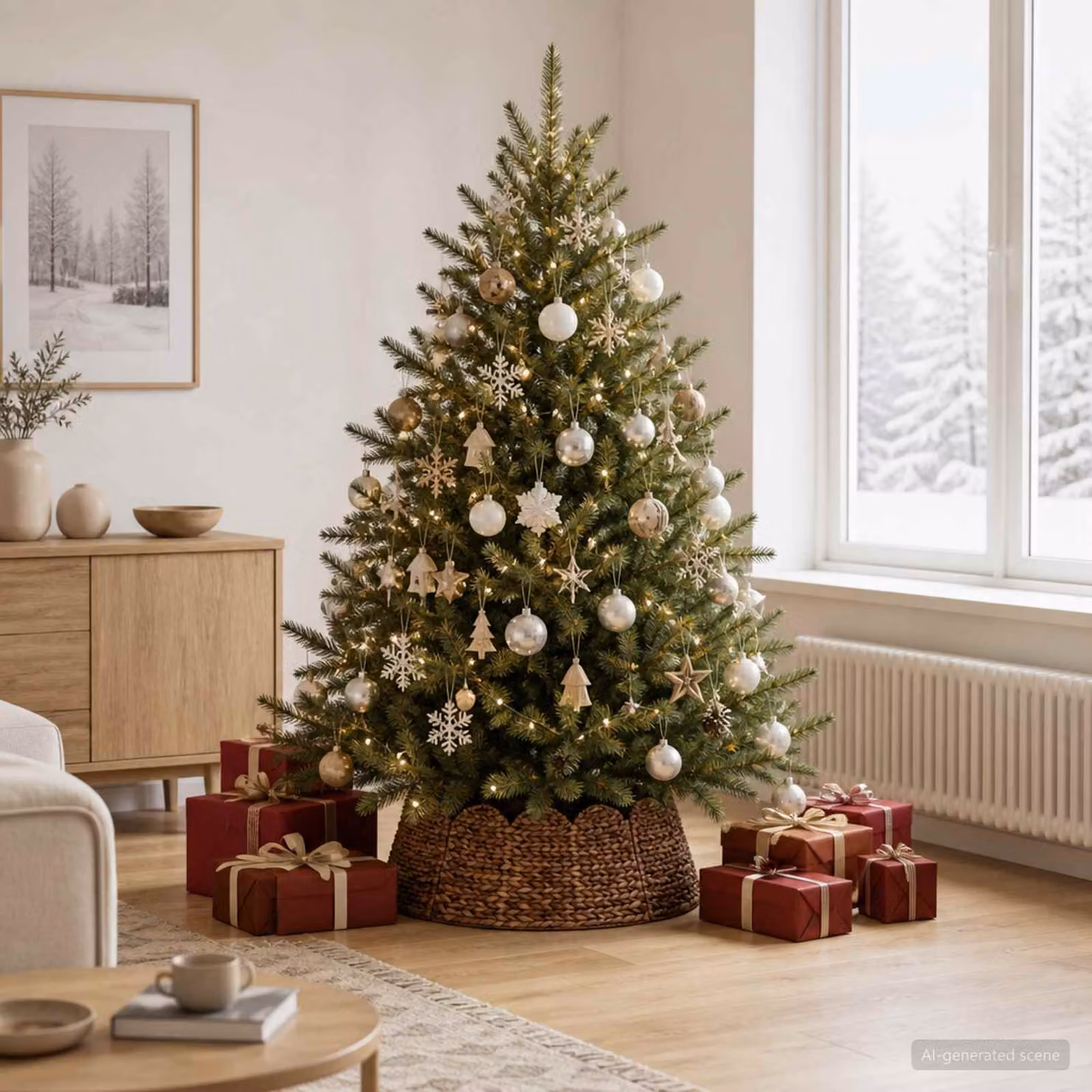 vidaXL Collare per Albero di Natale Rotondo Marrone Ø 60 x 22 cm