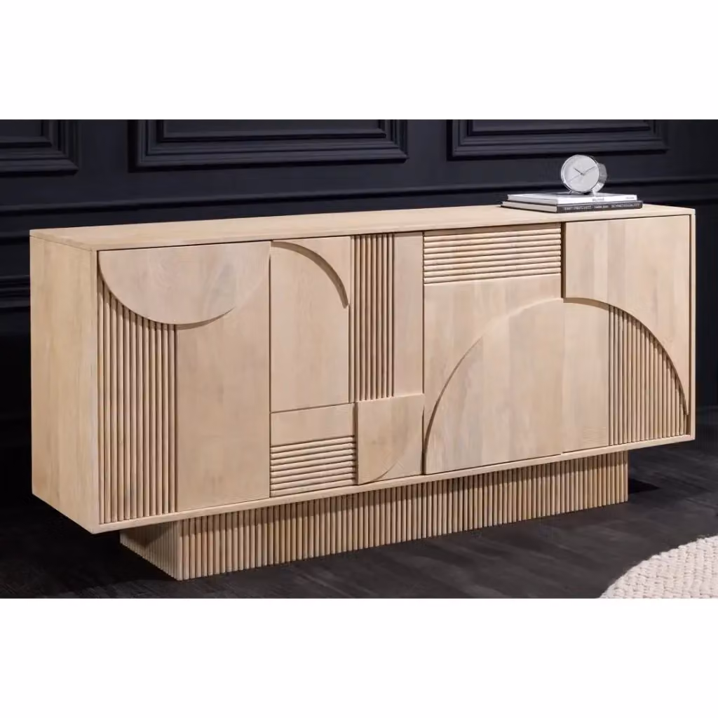 Buffet ORINO Meublorama in legno di mango sbiancato stile Art Déco colore bianco e beige L: 170 cm – 2