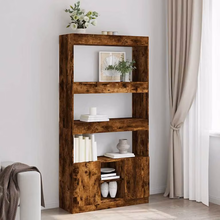Credenza vidaXL in Rovere Fumo con Ante a Battente e Ripiani Interni, L/P/H: 92 x 33 x 180 cm