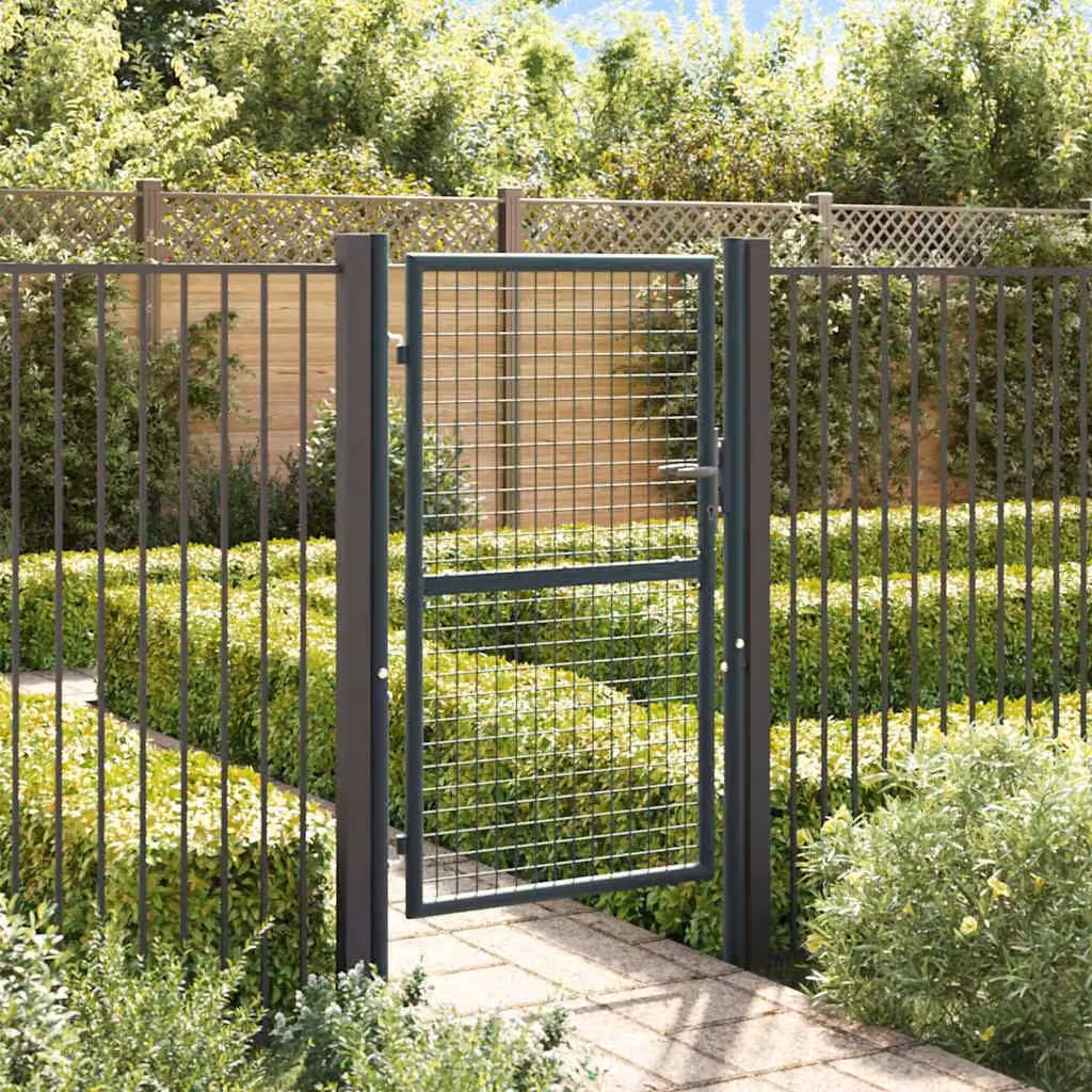 vidaXL Cancello a Battente in Acciaio Zincato Grigio Antracite L: 100 cm, H: 150 cm – 1