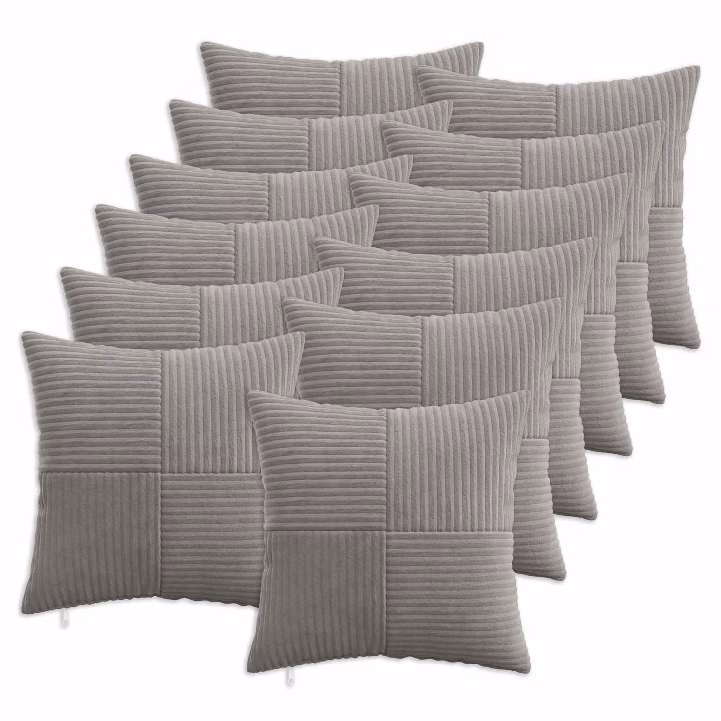Set di 12 federe vidaXL ALMELO in velluto a coste grigio chiaro, L 50 x L 50 cm