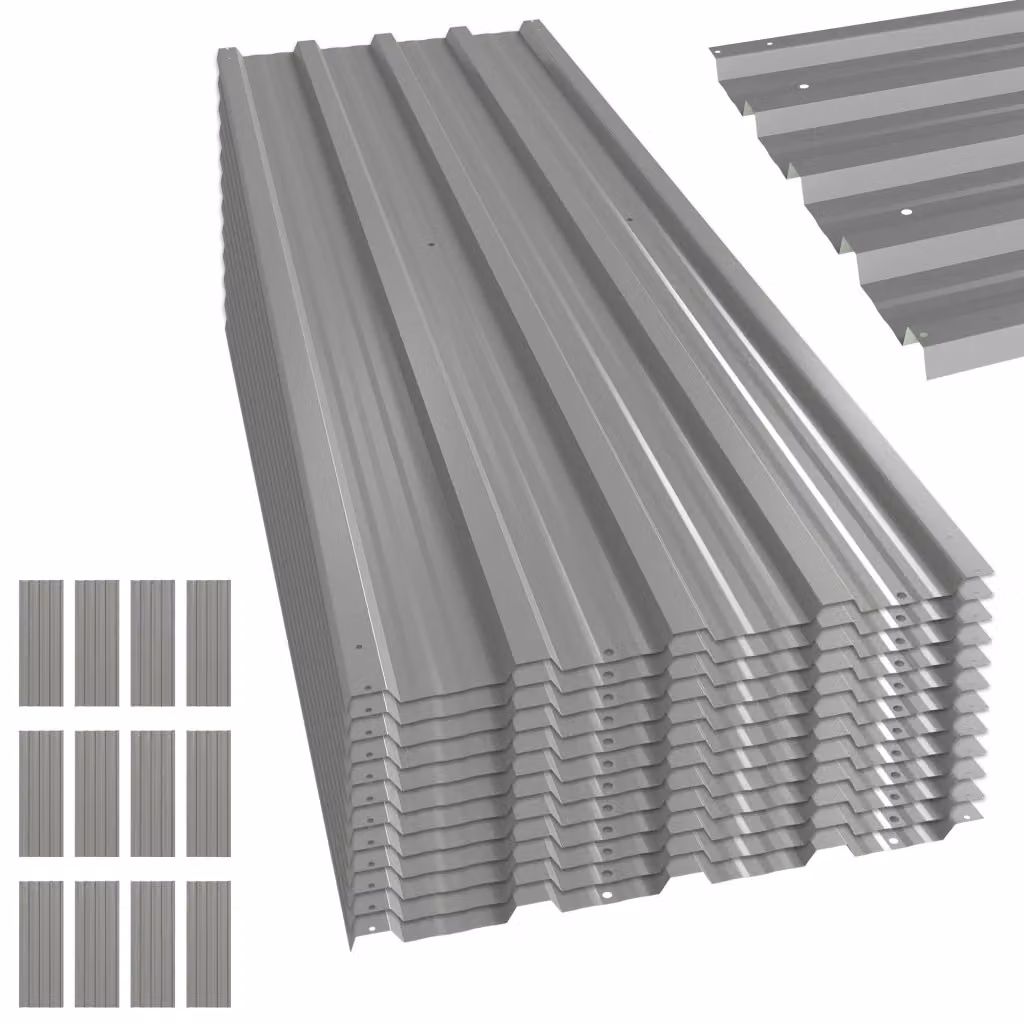 Pannelli per tetto in acciaio zincato Xyladecor Grigio Chiaro, confezione da 12 pezzi, copertura 7m2, L: 129 cm, P: 45 cm – 2