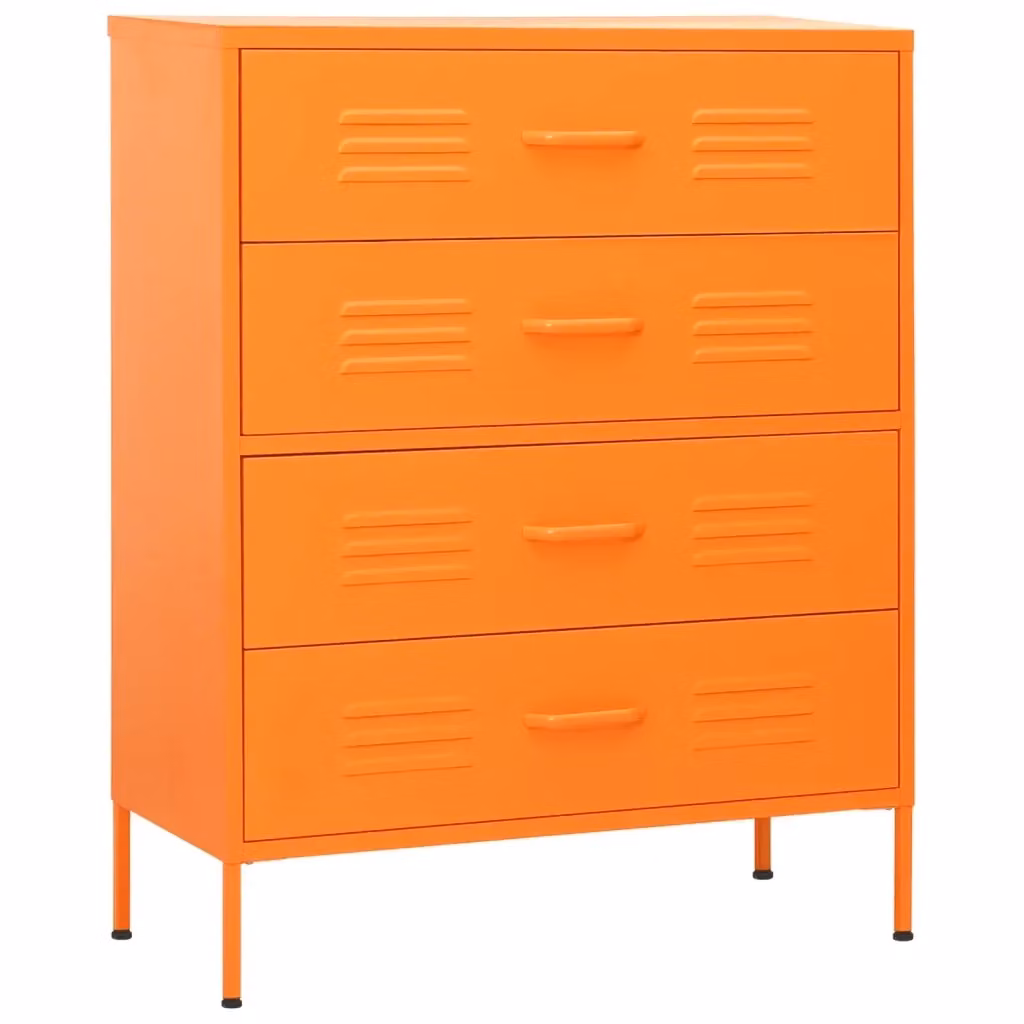 vidaXL Cassettiera in Acciaio Arancione Opaco L: 80 cm, P: 25 cm, H: 101,5 cm – 2