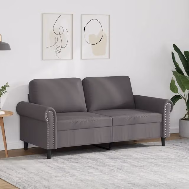 Divano a 2 Posti Grigio 140 cm in Similpelle 359506